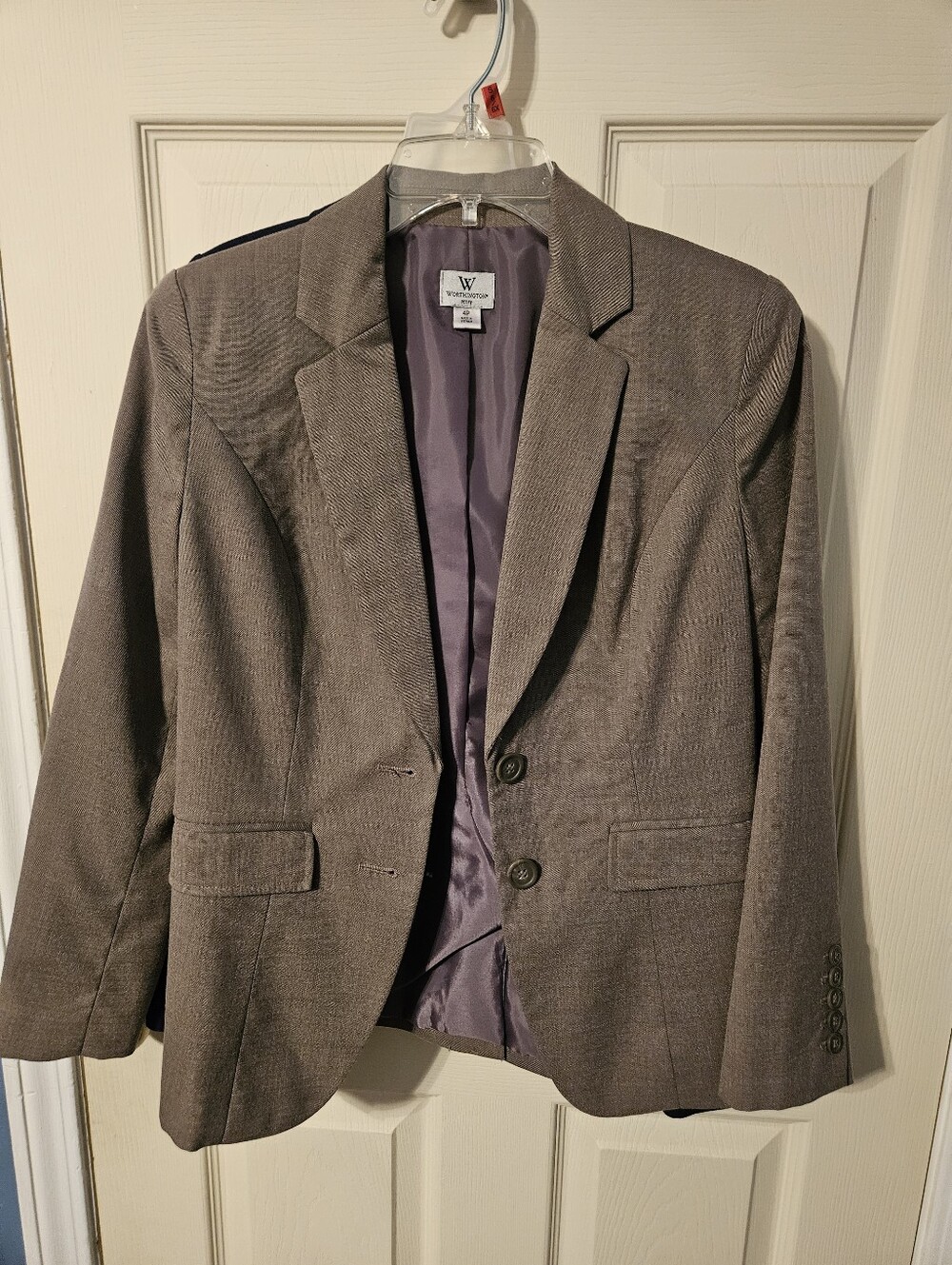 Worthington Brown-Gray Women's Blazer with Purple Lining